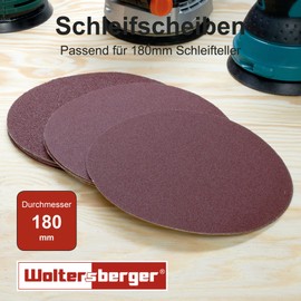 Woltersberger® Pack of 50 Sanding Discs Diameter 180 mm Grit P40, P80, P100, P180, P320 Without Hole in Red Sandpaper Drywall Sanders Long Neck Sanders Sanding Giraffe Set