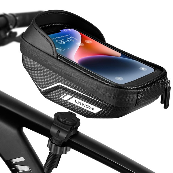Lruvdox Waterproof Bicycle Frame Phone Holder Bag Bicycle Phone Holder Bag Handlebar Bike Bicycle Accessory with Improved Sun Visor and Touchscreen Window for Smartphone from 5.5 to 7.0