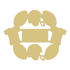 Football Wreath Cutout Unfinished Wood Sports Themed Locker Room Door Hanger MDF Shape Canvas Style 1 (12")