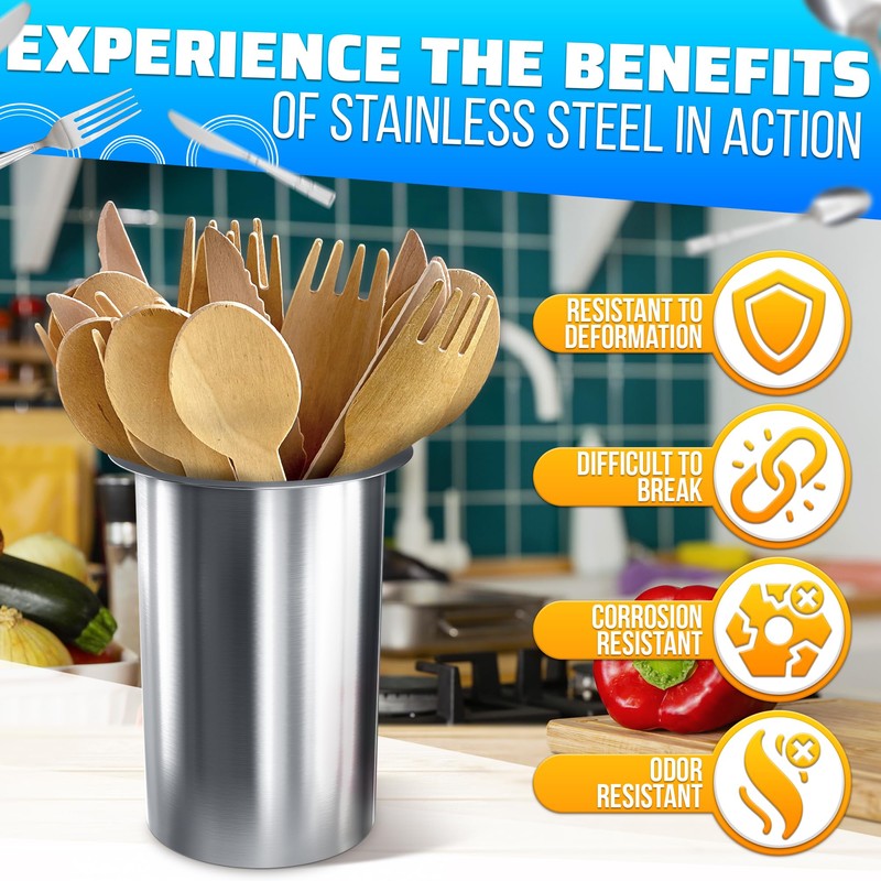 Countertop Utensil Holder Stainless Steel - 5.5 x 4.5" Stainless