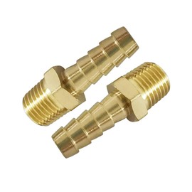 Avanty Brass Hose Barb Fitting, 1/8" Barbed x 1/4" NPT Male Adapter Connector, Pack of 2