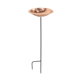 Achla Designs 201-3015 Hammered Bowl with Stake Birdbath, Polished Copper Plated