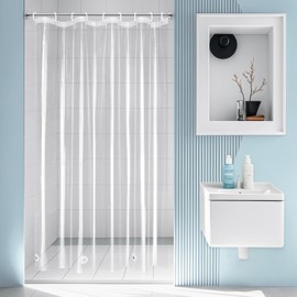 EurCross 54 x 78 inch Long Stall Shower Curtain Liner, Water-Proof 9G Premium Clear PEVA Small Plastic Shower Curtain with 5 Magnets for Bathroom, 9 Metal Grommets with Hooks