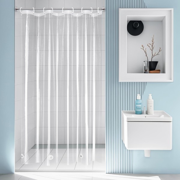 EurCross 54 x 78 inch Long Stall Shower Curtain Liner,