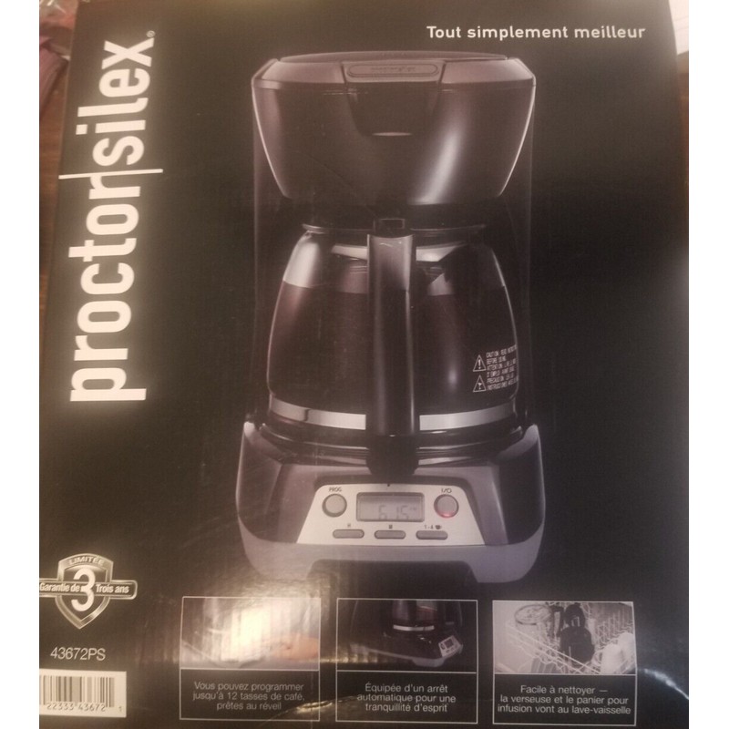 PROCTOR SILEX 43672 BLACK PROGRAMMABLE 12-CUP COFFEE MAKER WITH AUTO