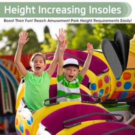 Height Increase Insole for Kids, 2.5cm Children Breathable Increase Height Invisible Heel Lift Inserts Elastic Shock Absorption Heel Cushion Pads Elevator Shoe Insoles (Black, Heel Height：2.5cm)