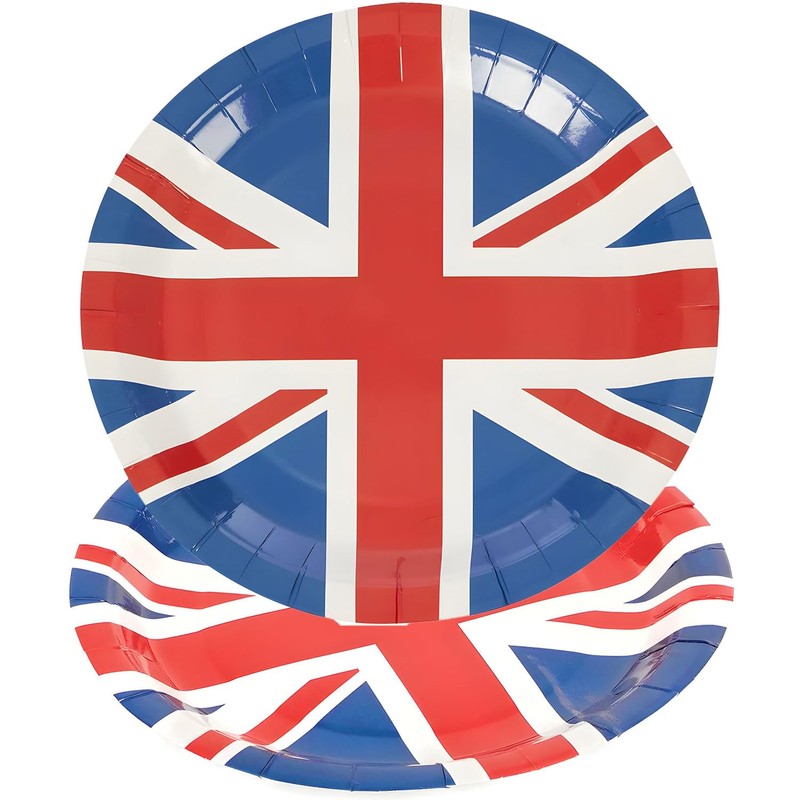 Smiffys Union Jack Round Paper Plates 22.5cm – 8 Pack