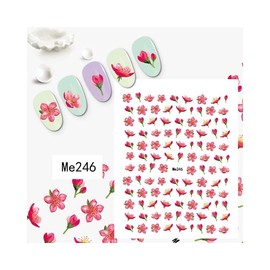Cherry Blossoms Nail Sticker Flowers Branch Leaf Nail Decals Me246 Nail Wraps Art Stickers Manicure Supplies for Women for Home Nails Full Long Lasting Easy Apply and Remove