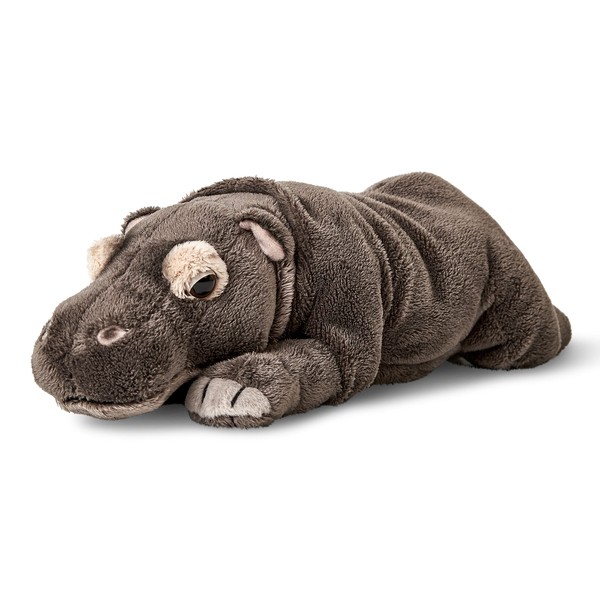 Uni-Toys - Hippo, lying down, 30 cm (length), plush hippo,