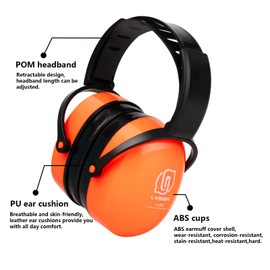 LYSIAN Foldable Noise Reduction Earmuffs, Men and Women Hearing Protection Noise Cancelling Safety Ear Muffs for Shooting, Workshop, Loud Security Events with Carrying Case