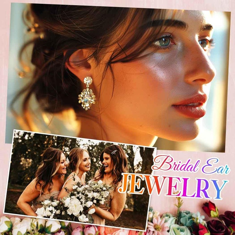 Catery Crystal Drop Earrings Silver Rhinestone Earrings Wedding Jewelry for