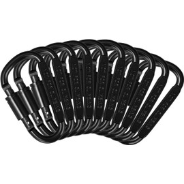 10 Piezas Mosquetóns de Aluminio, Mosquetón de Bloqueo Duradero con Clip en D, Mosquetón con Bloqueo de Tornillo, Multifunción y Resistente y Liviano, Ideal para Camping, Senderismo, Llaveros