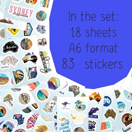 Australia Stickers for Water Bottle and Laptop - Australia Party Favors & Decorations, Waterproof Vinyl Decals, Australian Flag and Culture Stickers