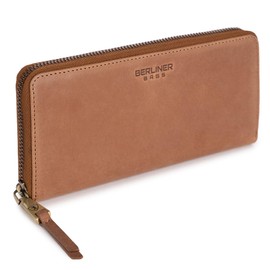 Berliner Bags Premium Palma RFID Blocking Leather Wallet for Women, camel, Minimalist