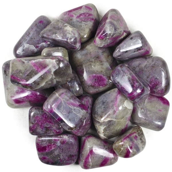 Hypnotic Gems Materials: 1/2 lb Top Grade Hand Polished Ruby in Feldspar from India - Avg 1" to 1.25" - Bulk Natural Polished Tumbled Gemstone Supplies for Wicca, Reiki, and Energy Crystal Healing