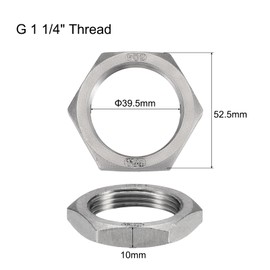 uxcell 2 Pcs Cast Pipe Fitting Hex Locknut, 304 Stainless Steel Hex Lock Nut G 1 1/4" Female Thread (DN32) for Plumbing Fixed, Water Broom and Undercarriage Cleaner