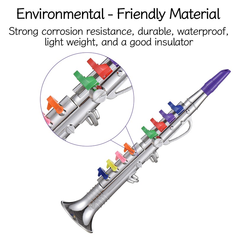 Clarinet with 8 Colored Coded Keys Kids Musical Wind Instruments