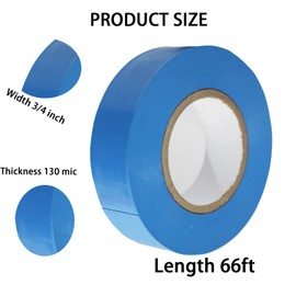 QILIMA Electrical Tape 10 Pack 3/4-Inch by 60 Feet,Lead-Free Flame Retardant Electrical Tape, Adhesive for General Home Vehicle Auto Car Power Circuit Wiring Blue (130mic)