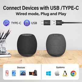 YYV USB PC Speaker, Wired Computer Speaker for Desktop/Laptop/Notebook, Mini Laptop Speaker with Stereo Sound and Enhanced Bass, USB Speaker Plug and Play