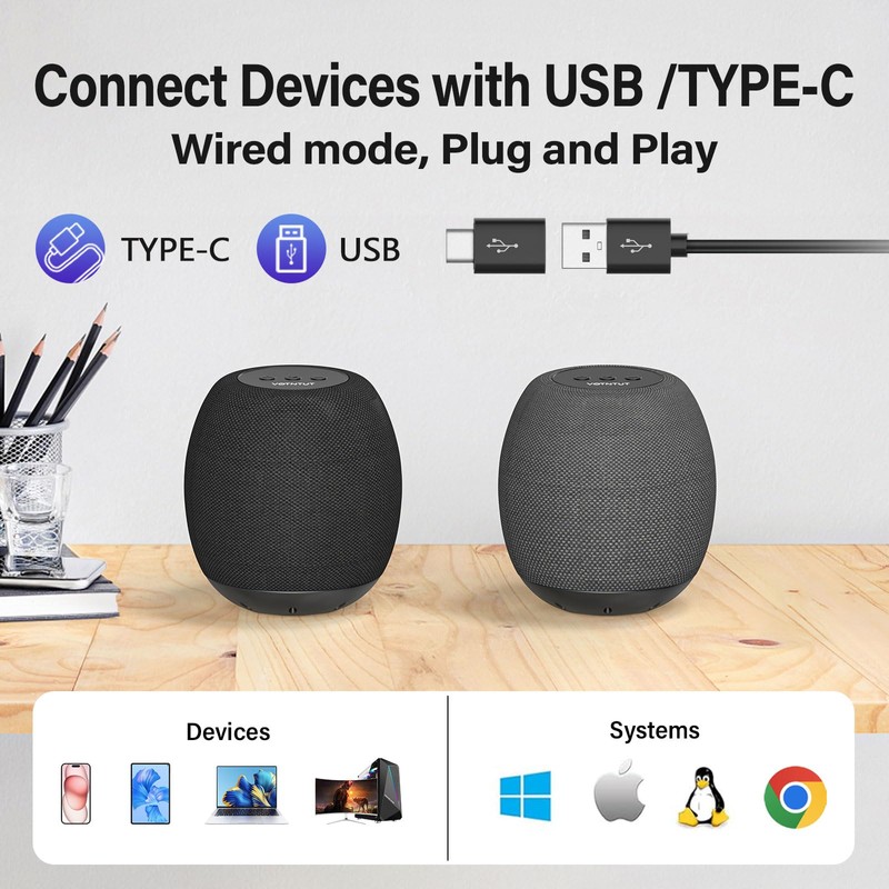 YYV USB PC Speaker, Wired Computer Speaker for Desktop/Laptop/Notebook, Mini