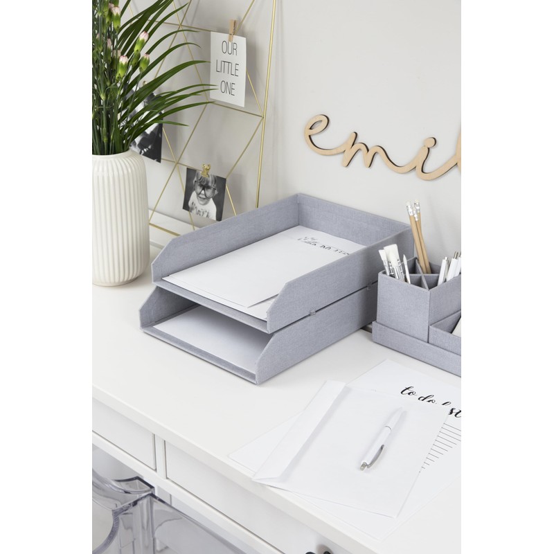 Bigso Hakan Set of 2 Letter Trays for Desk, Stackable