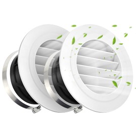 Soffit Vents 4 Inch, Round Exhaust Air Vent Cover with Built-in Fly Screen for Bathroom Kithchen Office Home, White 2P 100mm
