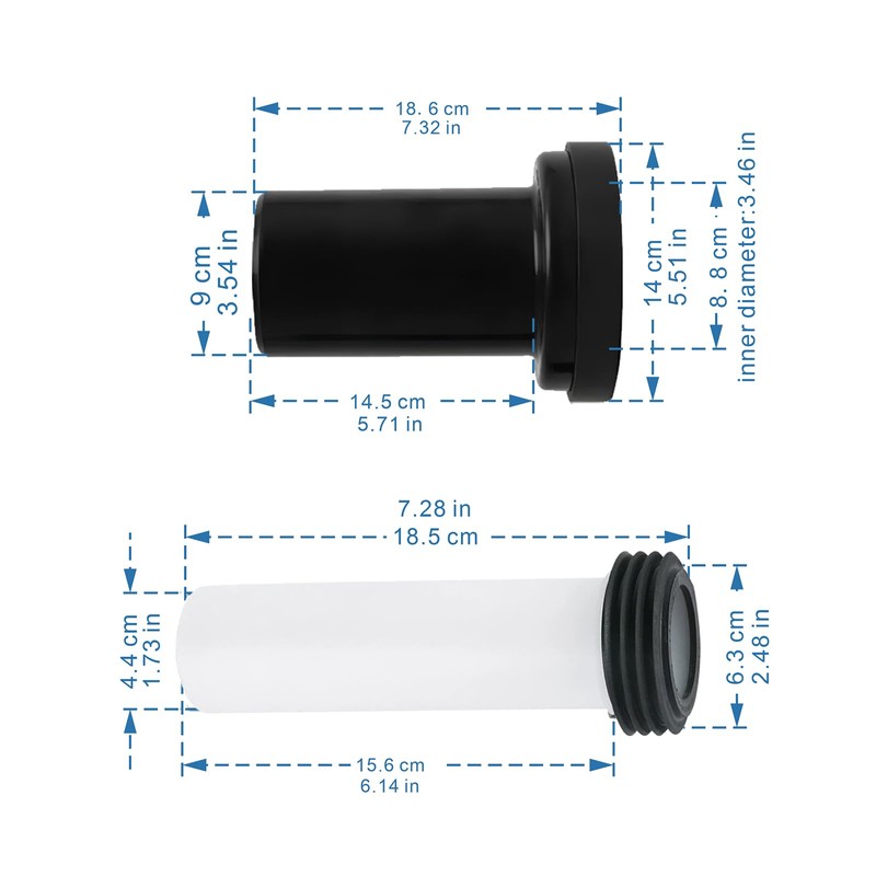 Mendorio Cistern Replacement Parts Connection Set for Wall-Mounted Toilet PE