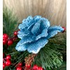 9 x Glitter Encrusted Ice Blue Flower 3D Clip On