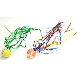 Unbekannt 20 Bouncy Balls with Glitter Ribbon, 24 mm Diameter, Party Bags, Children's Birthday Party Bags