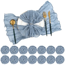 120 PCS Dusty Blue Cheesecloth Napkins Gauze Napkin 20x20 Inch Rustic Wrinkled Cheesecloth Napkin Bulk Washable Dinner Table Napkins for Wedding Party Bridal Shower Baby Shower Events Decor