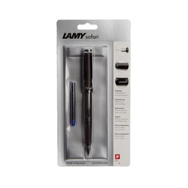 LAMY Safari Matt Black Fountain Pen with Medium Nib & Storage Pouch