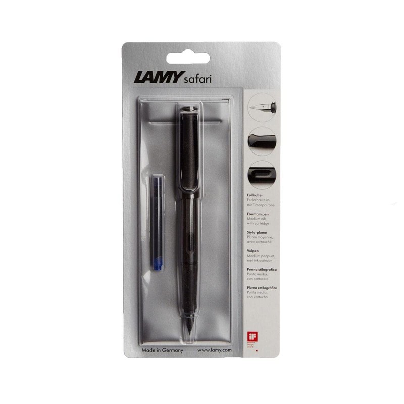 LAMY Safari Matt Black Fountain Pen with Medium Nib &