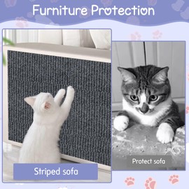 Taimimy 78.7"x15.8" Cat Scratch Mat,Cat Scratch Couch Furniture Protector with Self-Adhesive Backing,Trimmable Carpet Mat Replacement,DIY Climb Cat Scratcher for Sofa,Couch (Dark Grey)
