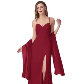 Juweniz Women's Chiffon Shawls Wraps Scarves for Bridesmaid Wedding Evening Prom Party Special Occasion Dresses Burgundy 90" x 20"