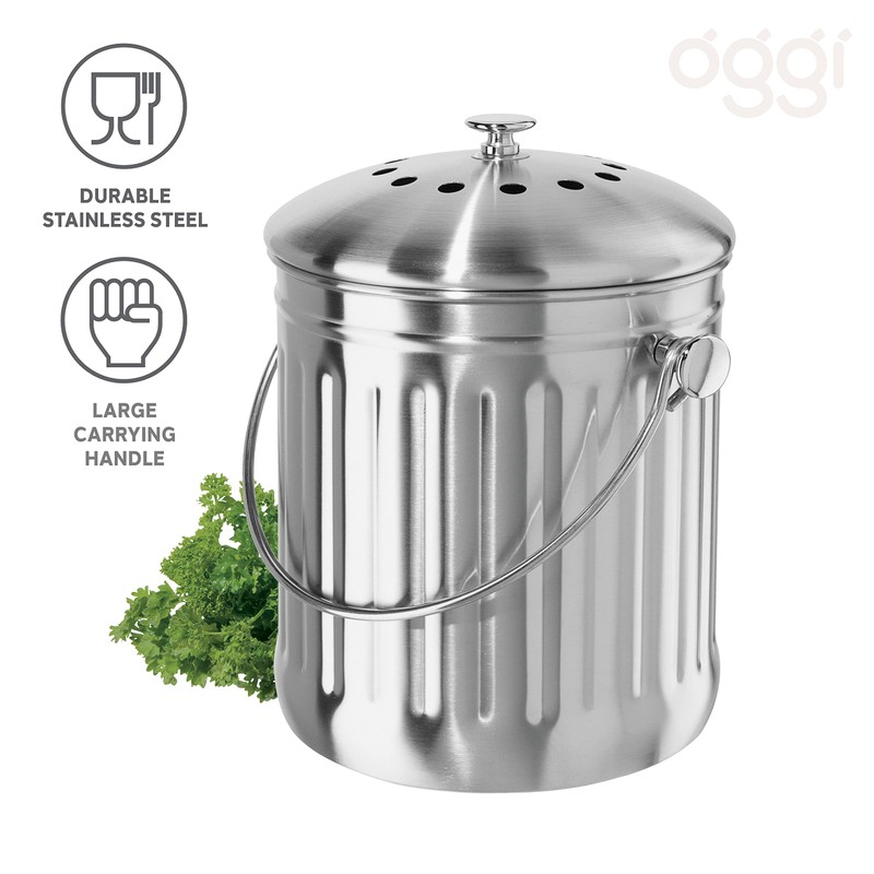 OGGI Countertop Compost Bin with Lid-1 Gallon Indoor Compost Bin