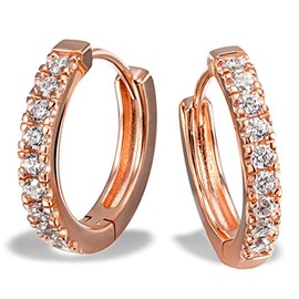 Goldmaid Ladies'Creole Earrings 925 Sterling Silver Partially Gold-Plated with White Zirconia Brilliance O7156Sr-Co