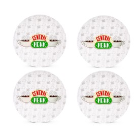 Silver Buffalo Friends - Juego de 4 platos de melamina con logotipo de Central Perk, 10 pulgadas