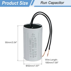 PATIKIL CBB60 45uF Running Capacitors, AC 450V 2 Wires 50/60Hz Cylinder 90x48mm for Water Pumps, Washing Machines Motor Start,3Set