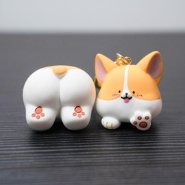 WEIGANGFANG Couple Keychains PVC Corgi Dog Cartoon Key Chain Cute Puppy Couple Keyrings with Head and Hip for Women, Girl andGirlfriends and Boyfriends‘ Gift