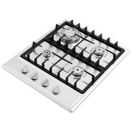 KOLHGNSE 4-Burner Gas Cooktop Built-in Stainless Steel Stove Cast Iron Grates Burners for Fast Cooking Cleaning