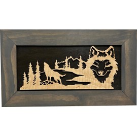 Bellewood Designs Hidden Gun Storage Cabinet Wolf Scenery Decoration - Concealed Secure Gun Safe