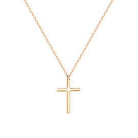 Cross Pendant Necklace for Women Rose Gold Plated Stainless Steel Tiny Cross Necklace Simple Christian Religious Necklace