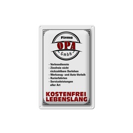 Tin Sign 20 x 30 cm Domed Company Grandpa GmbH Free Decorative Gift Sign