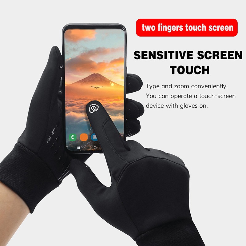 Winter Men Women Cycle Gloves Waterproof Windproof Fleece Lining Touchscreen