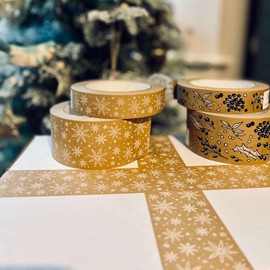 INKKIN Christmas Holly Pattern Recyclable Paper Gift Wrapping Tape (25mm)