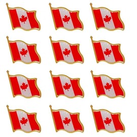 12Packs Canada Maple Leaves Flag Pins - Canadian Flag Pins for Travel Brooch Badge Gifts for Canada National Day Friend Class (12)
