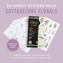 Happy Planner Stickers Set for Teachers, Planners and Projects - Multicolour Stickers - Cottagecore Florals - 30 Sheets Total 683 Stickers