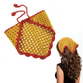 OSOPLAY Spring/Summer Women's Soft Cotton Hand-Knitted Triangle Scarf in Contrast Candy Colors - Fashionable Accessory (yellow-red)