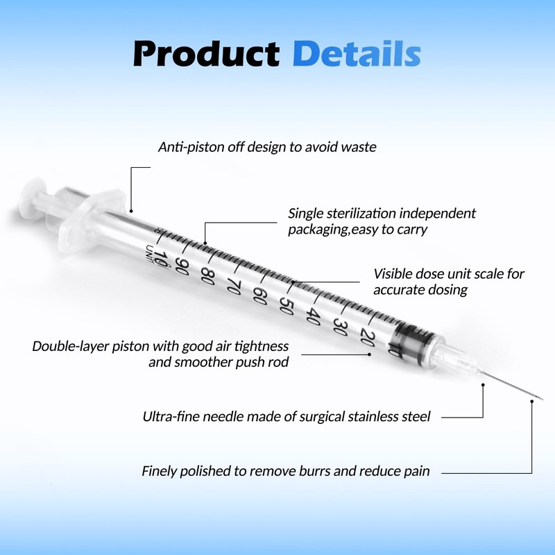 Syringes 1ml 31 Gauge 1/4 inch U-100 31G 1cc 6mm