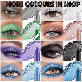 Green Eyeshadow Stick, Glitter Metallic Shimmer Eye Shadow Stick, Cream Waterproof Long Lasting High Pigmented Smoky Christmas Eye Make-Up Eyeshadow Crayon, With Sharpener